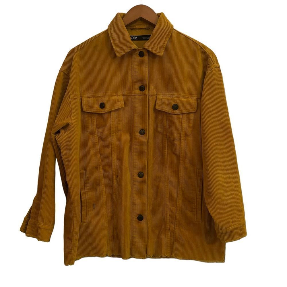 Zara Women’s Mustard Yellow Corduroy Oversized Ra… - image 2
